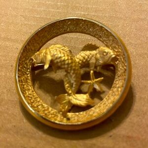 Vintage crown trifari Zodiac Pisces Brooch